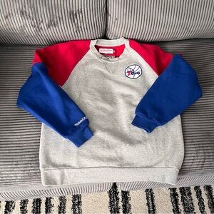 Mitchell & Ness crew neck shirt, red, white, blue, and grey.